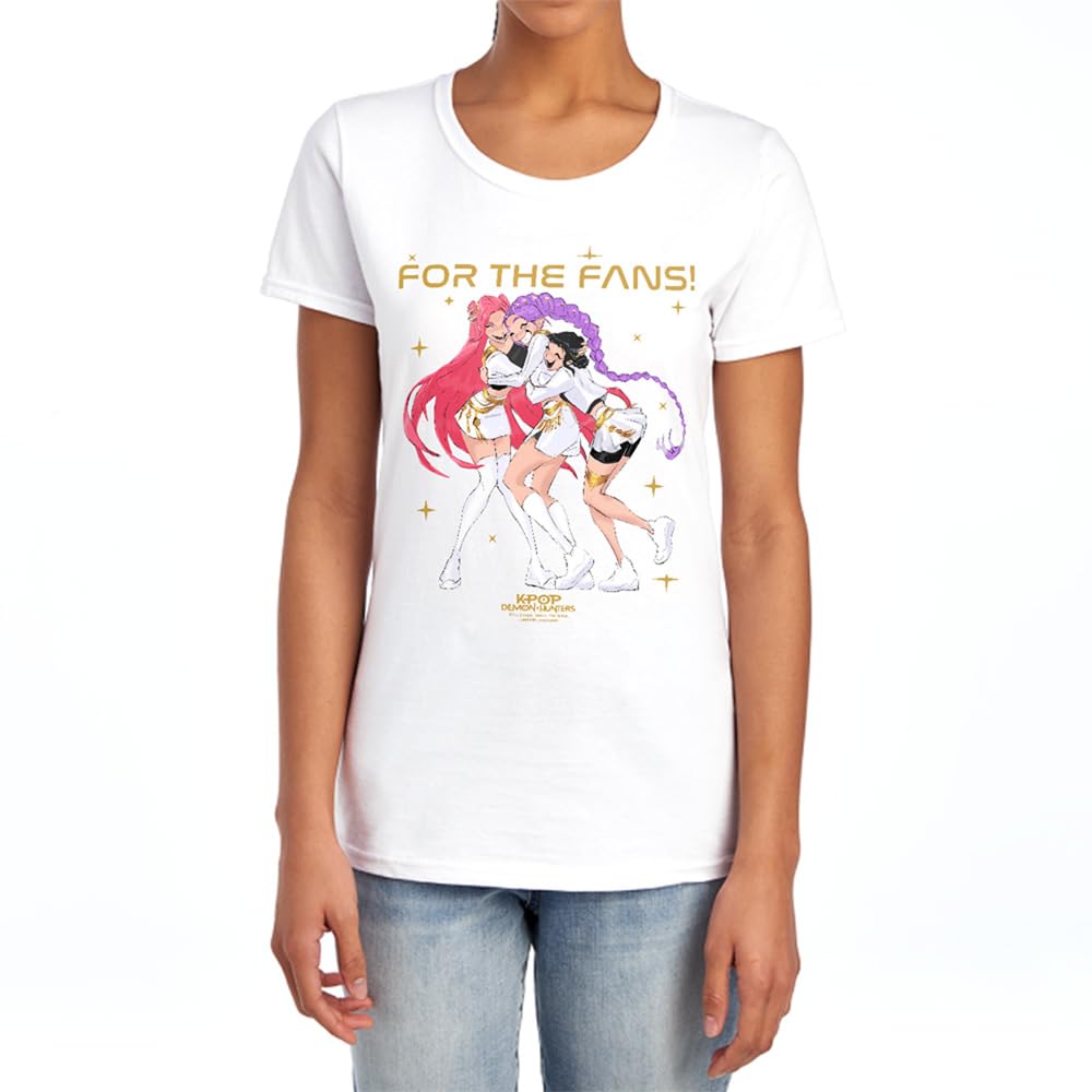 Kpop Demon Hunters Huntrix Golden Group Womens T-Shirt, White, L