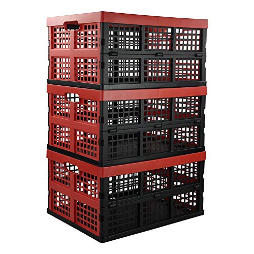 Obstnny 34 Quart Collapsible Storage Bins, Stackable Milk Crate, 3 Packs #TOP5