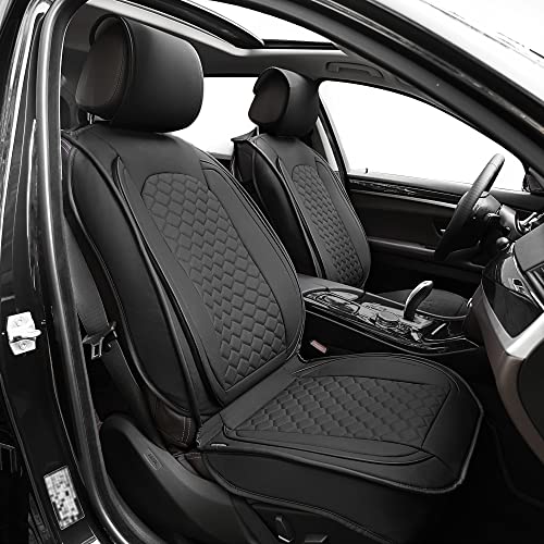 Elantrip Front Car Seat Cover Luxury Faux Leather Pocket with High Density Foam Non-Slip, Waterproof, Suitable for Cars, Trucks & SUVS (2PC Black) by Elantrip - Used condition - US$38.44
