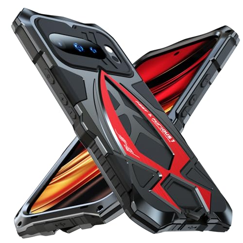 Image of Lunivop for Google Pixel 10 Pro Case /Pixel 10 Case Metal Hard Phone Case Cover Case para Screw with Camera Protection Heavy Duty metalicas Military Grade Black Red