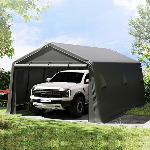 13x20 FT Heavy-Duty Carport, 240g PE Waterproof Cover & 1.2mm Galvanized Steel Frame – Extra Large Shelter for Pickup Trucks, Boats, RVs – Snowproof, UV-Resistant, Easy Assembly