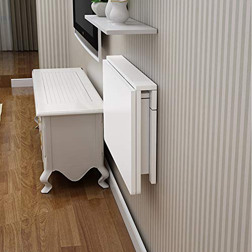 Bureau Pliant pour Petit Espace et Table Murale Rabattable Blanche - 3
