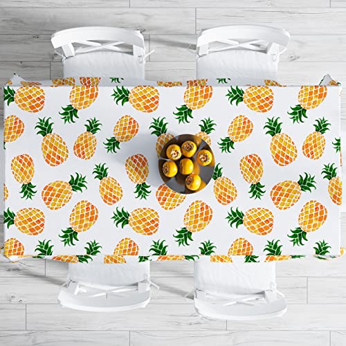 Yellow Pineapple Tablecloth Fruit Fall Table Cloth Waterproof Wrinkle Resistant Washable Table Covers For Kitchen Dining Room Picnic Party Banquet Outdoor Indoor Use, Rectangle,60 X 84 Inch,Orange #TOP6