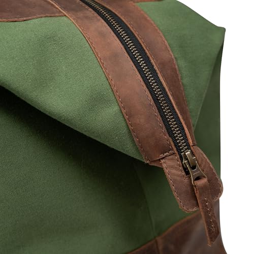 Littlefield & Co., Duffle Weekender Bag, Vintage Carry-On Bag with Detachable Shoulder Strap, Travel Accessory (Olive)4