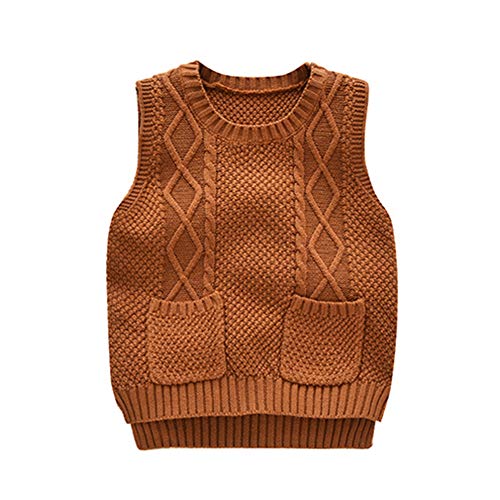 TAIYCYXGAN Unisex Baby Boys Girls Cable Knit Sweater Vest Kids Winter Pullover Waistcoat for School Uniform Coffee 100