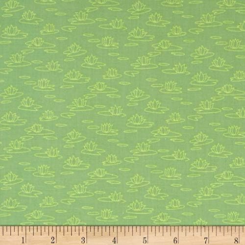 Susybee "Paul & Sheldon Gone Fishing Lily Pads" Quilt Fabric, Green
