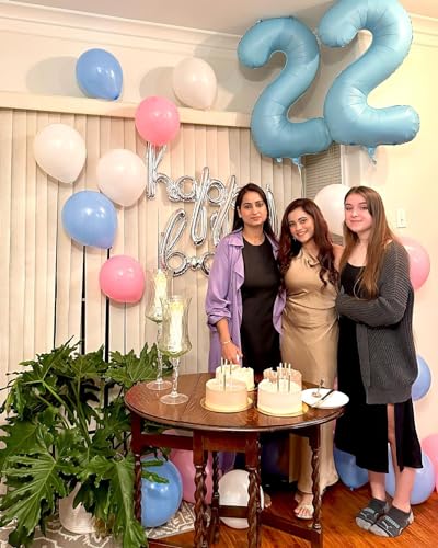 Image of 40 Inch Pearlescent Blue 1 Balloon for First Birthday, 1st Number Balloons Birthday Decorations, One Giant Number 1 Balloon