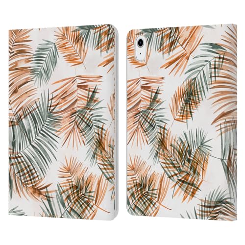 Étui Portefeuille en Cuir iPad Air 11 Ninola Branches de Palmier Orange
