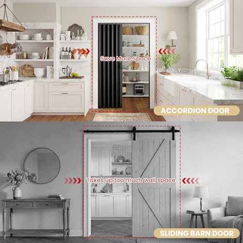 Image of SmartStandard 48x80in Accordion Doors Interior, Double Walled, Matte Black