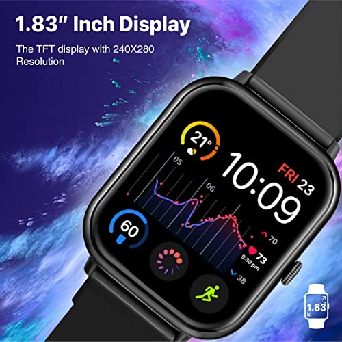 Image of Promate Xwatch-C18 Superfit Smart Watch, 1.83 inch Display Bluetooth Calling, IP67 Water Resistant, 15 Days Battery Life, 100+ Sports Modes, Real-time HR Monitor, 100+ Customizable Watch Faces (Black)