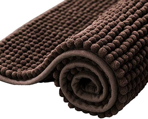 subrtex Antypoślizgowy dywanik łazienkowy z szenilu, chłonny, miękki, chłonny dywanik łazienkowy, nadaje się do prania w pralce, 40 x 60 cm, szaro-niebieska
