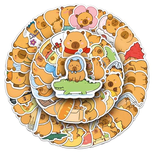 50pcs Capybara Stickers Cute Animal Stickers for Kids Vinyl Waterproof Sticker for Water Bottle Laptop Phone Girls Boys Classroom Prizes (Capybara)