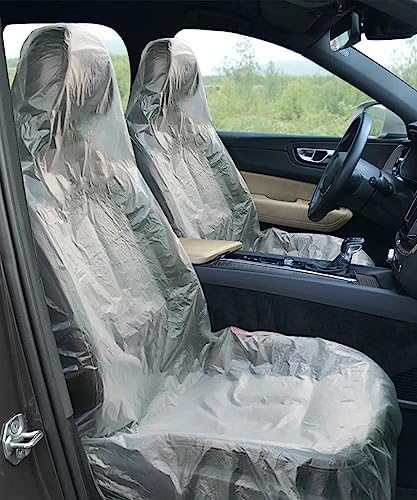 Zlirfy Seat Cover, 100 Pcs Disposable PE Plastic, Universal Fit for Vehicle, Protective, Clear, Lightweight, Easy to Store, Widely Applicable for Car, Airplane, Salon Chairs