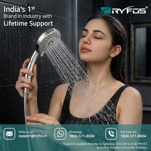 Image of India's 1st Lifetime Support Brand, R3020HS, ABS, 4-INCH, Hand Shower | 5-Function Handheld Shower For Bath | Handshower for bathroom | Multi-Function Handheld Shower | Chrome Finish