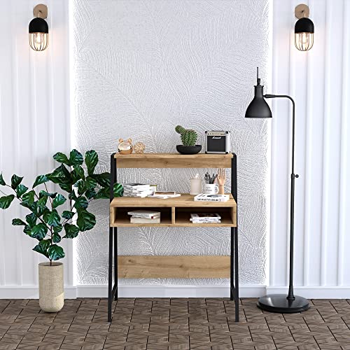 Bureau chêne compact pour optimiser l'espace de travail exigu - 4