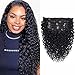 Rolisy Curly Clip In Hair Extensions Human Hair 18 Inch Water Wave Hair Extensions Clip In Human Hair for Black Women Water Curly Hair Clip Ins Soft Brazilian Remy Hair Thick Ends