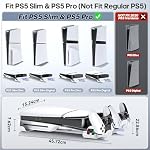 PS5 Slim/Pro Horizontal Cooling Stand for Disc & Digital, Dual Controller Charger with 3-Level Cooling Fan, PS5 Stand for Pro & Slim Console (NOT Fit 2020 Regular Version)