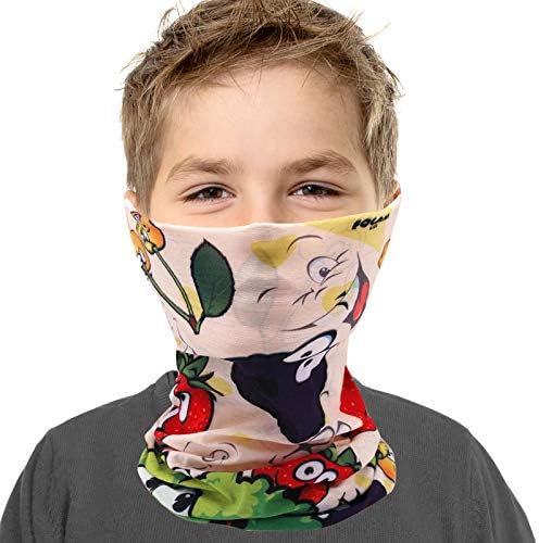 Neck Gaiter Face Mask for Kids Boys Girls - Breathable Windproof UV Protection Yellow Fruit