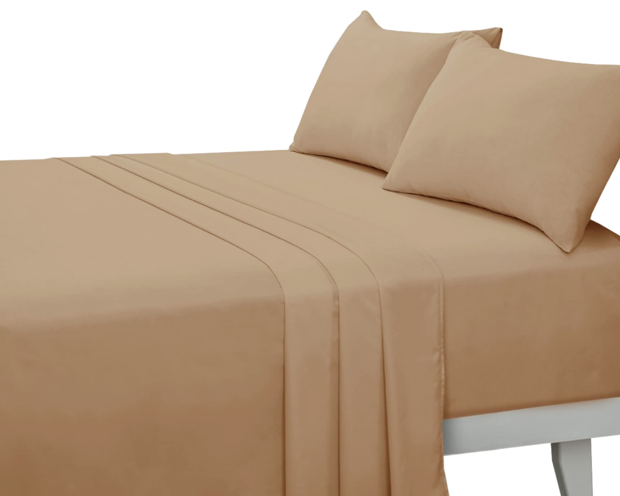 180 Thread Count 100% Pure Soft And Luxurious Easy Care And Easy Iron Plain Dyed Percale Cotton Weave Flat Sheet For Hotel Quality Bedding (Natural, Single: 175 x 248cm)