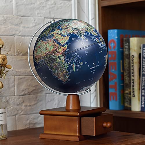 Globes Concave-convexe stéréo 20cm enseignement Boîte de rangement Globe Creative Lumineux Touch Embossé Ornements chinois et anglais bilingue Globe terrestre (Color : Blue)