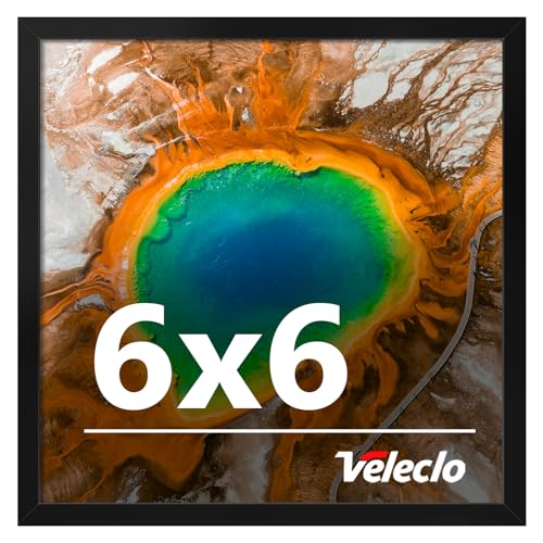 Veleclo 6x6 Picture Frame for Wall Display 6x6 Black Picture Frame with Shatter Resistant Plexiglass Stable and Sturdy 6 x 6 Poster Frame for Wall Display Handpicked Gift Collection 1 Pack