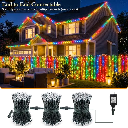 Image of 132FT 400 LED Multicolor Fairy Lights, Dark Green Wire 8 Modes Timer, IP44 Waterproof Outdoor Indoor String Lights for Patio Garden Backyard Bedroom Classroom Weeding Christmas Decor