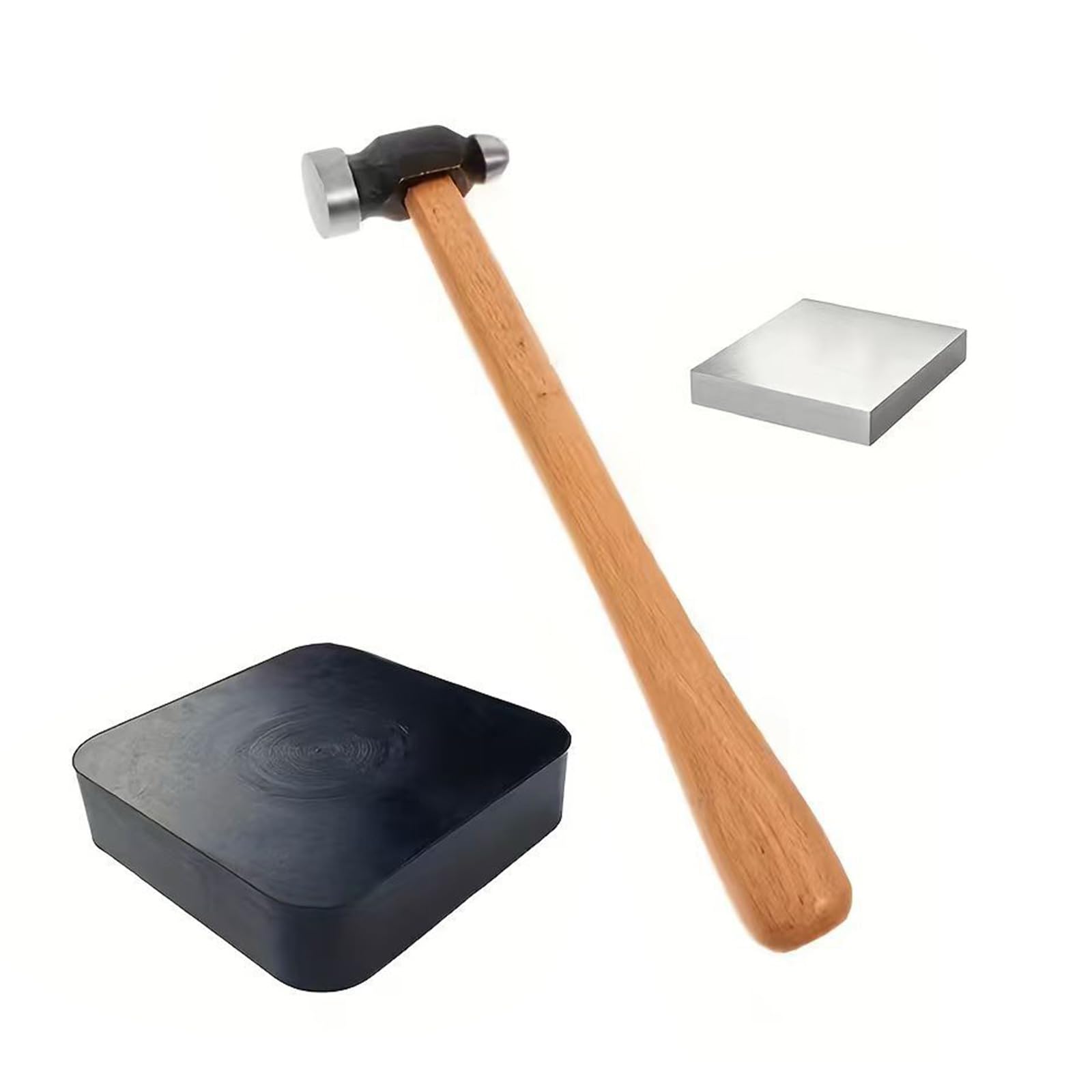 3-teiliges multifunktionales Schmuck Bastelwerkzeug mit Silikonmatte, Holzbasis und Eisenhämmern für Modebegeisterte Eisen Schmuckhammer