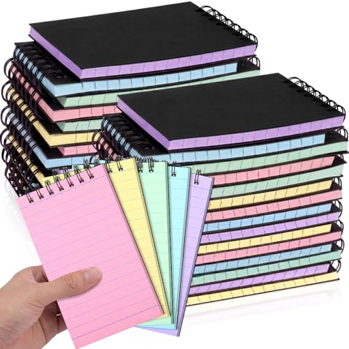 Carnet de poche à spirale Tenceur lot de 30 mini blocs-notes noirs à lignes pour l'université