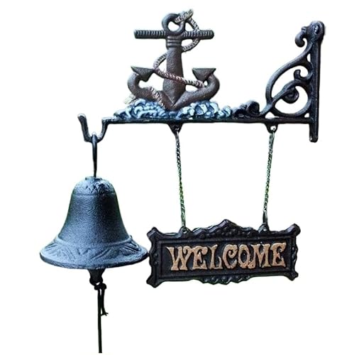 Brass bells,hand bell,Call Bell,Cast Iron Door Bell Cast Iron Bell - Welcome Entry Door Bell,Antique Doorbell Decoration,Front Door,Interior,Exterior Decor