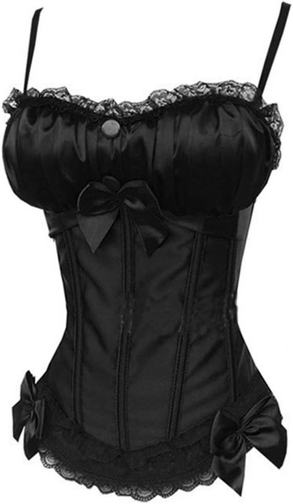 Women's Strap padded Cup Design Corsets Sexy Bowknot Bustiers Black / S