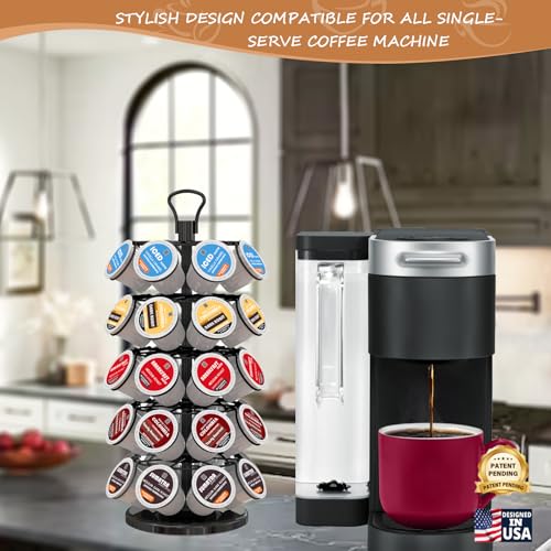 BLACKSMITH FAMILY 40 Pods Capacity Very Easy Assembly K Cup Holders,K Cup Holder, K Cups Holder,K Cup Carousel, Coffee Pods Holder Storage Organizer Stand