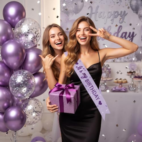Image of Vuzvuv It's My Birthday Birthday Sash, Glitter Birthday Sash with Foil Letters Birthday Party Decor for Women, Girls