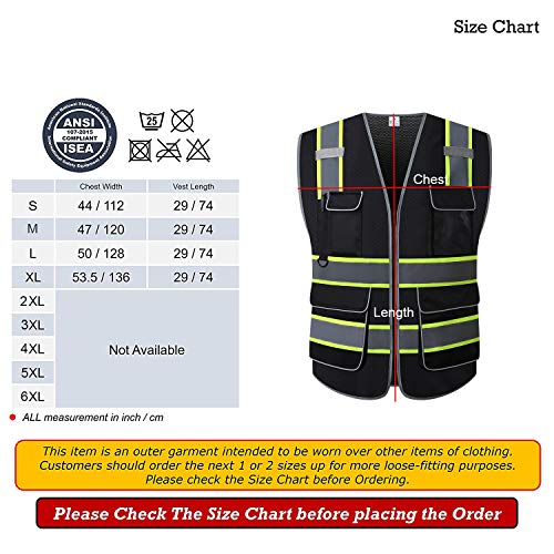 Lohaspro Safety Vest High Visibility - Mesh Reflective Vest With Pockets For Men & Women - Ansi/Isea Standards (X-Large, Black 02) #TOP2