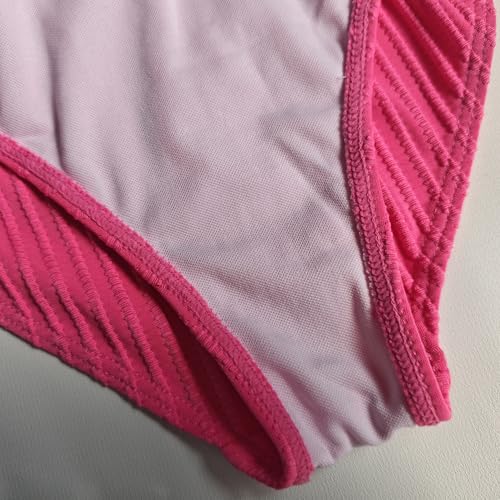 Image of Girls Swimsuit Two Piece Teen Bathing Suit High Waist Textured Bikini Set Woven Girls Swimwear 9-16Y