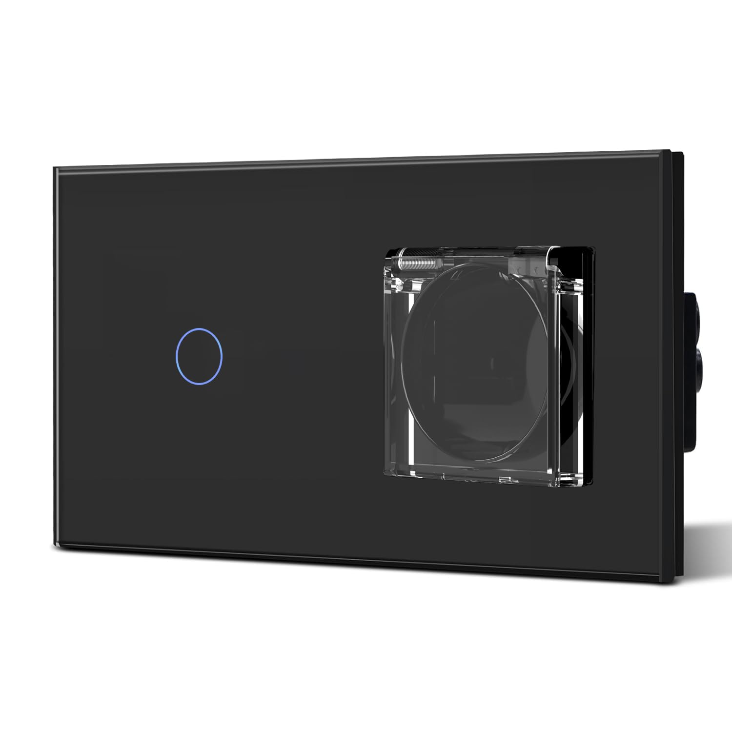 BSEED Interruptor táctil y enchufe pared,Toma de corriente con USB C,Panel de Vidrio con pulsador LED,Sin Función Wifi,1 Gang 1 Vía+1 Enchufe USB/Tipo C,157mm Negro — view 21