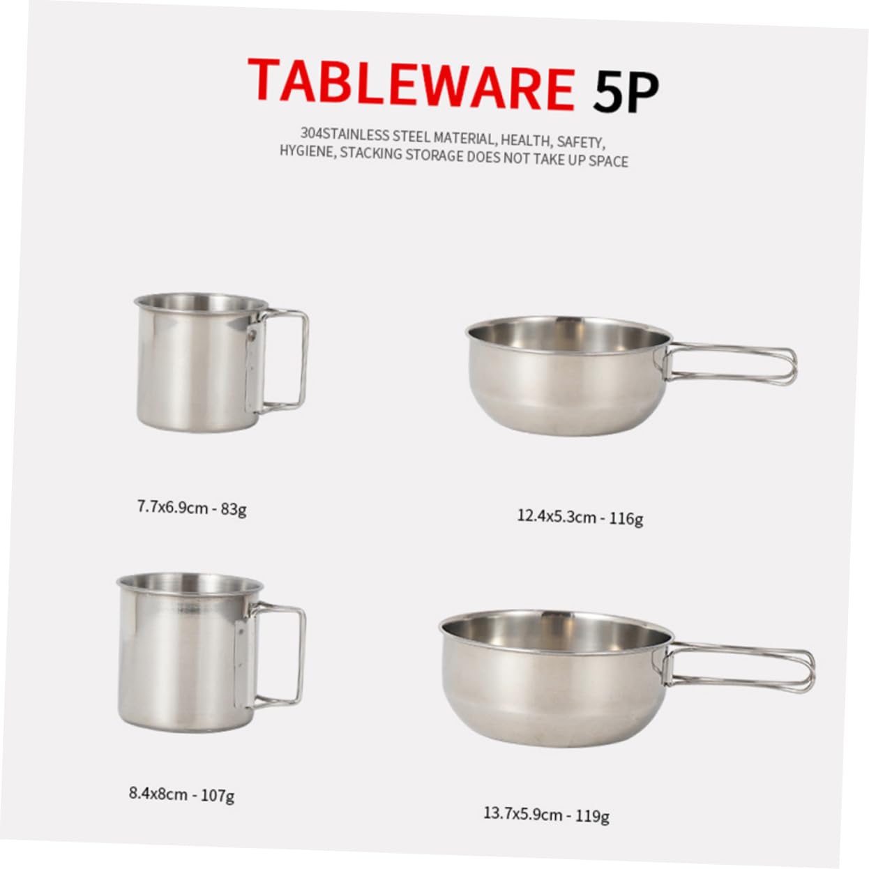 BESPORTBLE 1 Ensemble De 5 Casseroles À Revêtement Bols Poêles Unité De Cuisine De Camping Conteneurs De Préparation De Repas Cuisinière Pliable Réutilisable Bouilloire De Camping