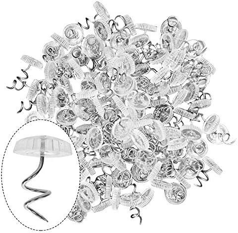 YuCool 100 Pcs Bed Skirt Pins, Twist Clear Heads Slip Cover Fasteners Pins for Upholstery,Slipcovers Bedskirts,Sofa Van Home Furniture