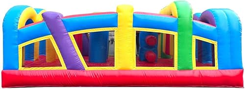 Miniatura 8 de Pogo Bounce House Crossover Rainbow - Carrera de obstáculos inflable (sin soplador), 19.5 x 8 x 7.5 pies, unidad de obstáculos inflable grande para