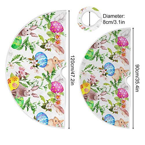 Easter Bunny Eggs Tree Skirt Grass Flowers Rabbits Christmas Tree Skirt 36 In Easter Holiday Party Garden Xmas Tree Skirts Stand Mat For Indoor Outdoor Home Office Ornaments #TOP3