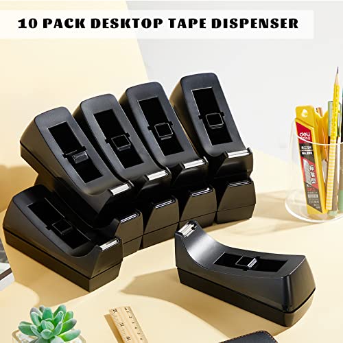 Lanties 10 Pack Desktop Tape Dispenser Tape Roll Non Skid Base Tape Dispensers for Office Home School (Tape Not Included)