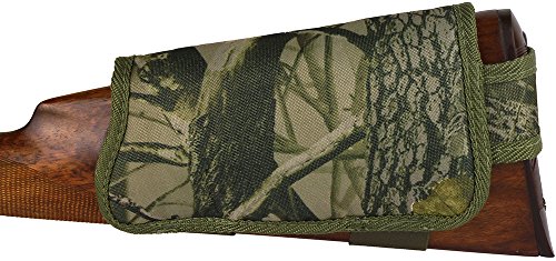 Bronzedog Nylon Shotgun Shell Holder Adjustable Buttstock Pouch Padded Rifle Cheek Rest Hunting 12 16 Ga Right Left Handed (Green Oak Camo Left) #TOP4