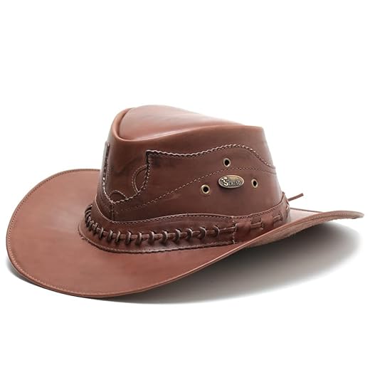 Chapéu De Cowboy De Rodeio Couro Legitimo Masculino Marrom CM SHOES