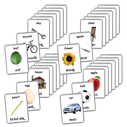Image of Kannada English Bilingual Flash Cards | Montessori Cards | Laminated Flash Cards | Early Education (Alphabets)