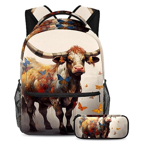 Sac à dos vache et papillon ergonomique contre le mal de dos des étudiants et adolescents