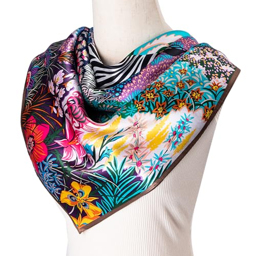 100% Mulberry Silk Scarf for Women Large Square Satin Head Scarf Hair Scarves Silk Bandana Scarf Headscarf 35”4