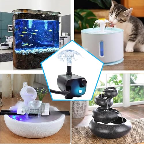 Image of 5V USB Mini Submersible Water Pump for Cat Fountain & Aquariums | Ultra-quiet brushless motor,0.7W micro liquid pump,ideal for betta fish tanks,desktop hydroponics, includes 1M tube