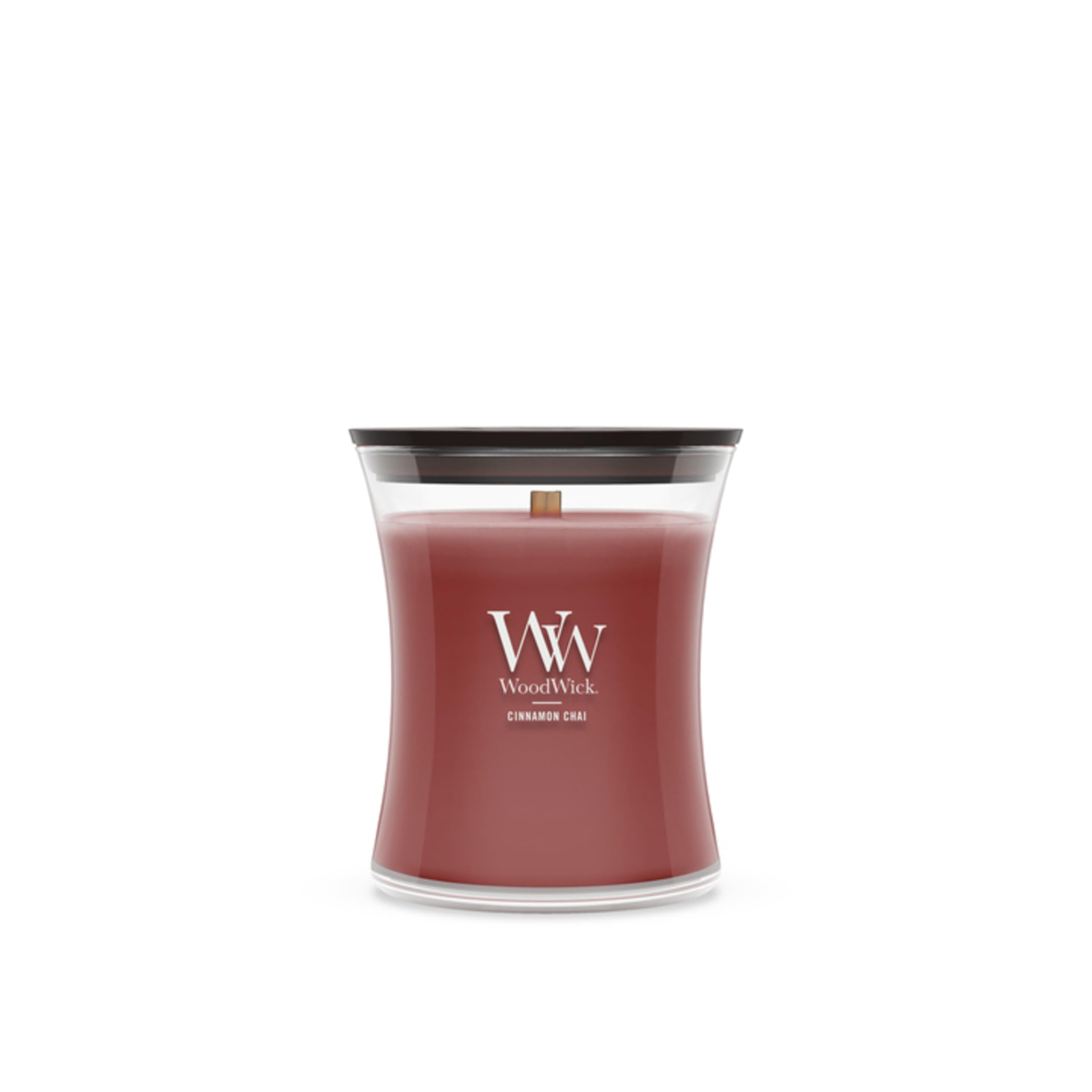 WoodWick Medium Chaï Cannelle Bougie, Cire, Rouge, 10 x 10 x 11 cm