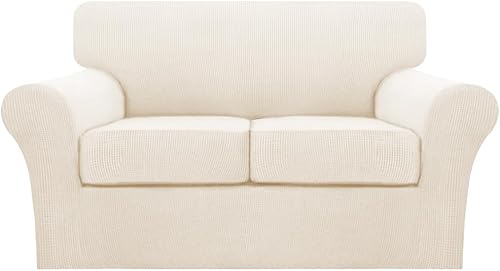 Miniatura 14 de Turquoize Fundas de sofá de 4 piezas para sofá de 3 cojines, funda de sofá suave para perros, fundas de sofá lavables con 3 fundas de cojín Biscotti