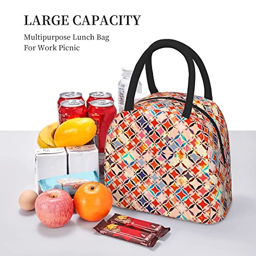 Lsjuee Lunch Bag Retro 80S 90S Vintage Mosaic Stars Insulated Lunch Box for Girls Boys Leakproof Reusable Lunch Cooler Tote Bag Waterproof Meal Prep Container for School Travel Picnic - Image 5