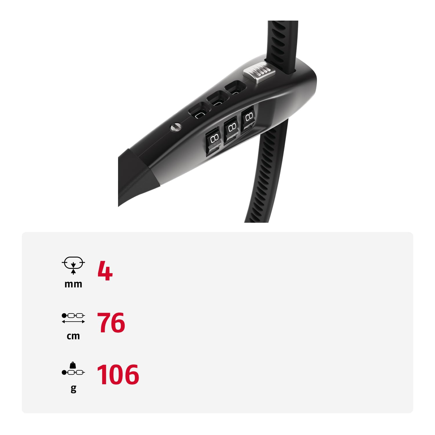 ABUS Kabelschloss Combiflex TravelGuard 70 - Flexibles, leichtes Zahlenschloss für Reisegepäck, Helme, Kinderwagen oder Skier - 72 cm Schließumfang - rostfrei